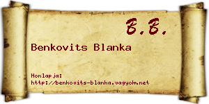Benkovits Blanka névjegykártya
