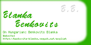blanka benkovits business card